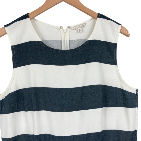 Gap Sheath Dress Women Size 14 White Gray Striped Sleeveless Round Neck Back Zip - Picture 8 of 16